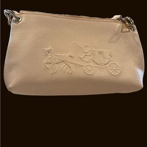 Coach Embossed horse & carriage logo on pale pink pebbled leather NWOT